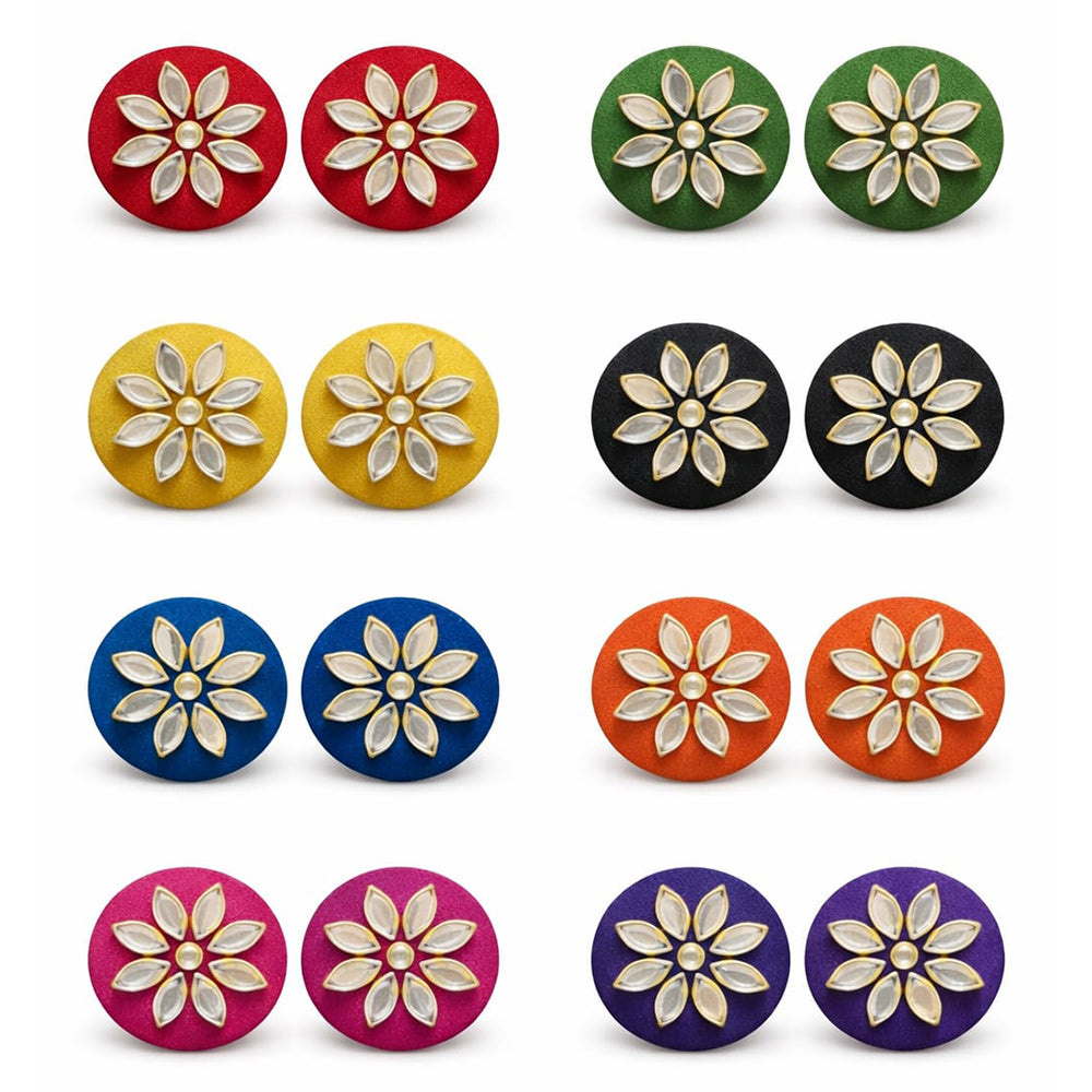 Sanshray Elegant Crystal Stone Designers Stud Earrings Combo