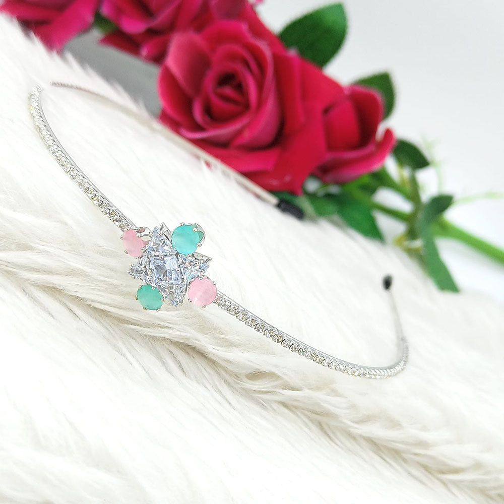 Lalita Creation Silver Plated Crystal Stone Hairband