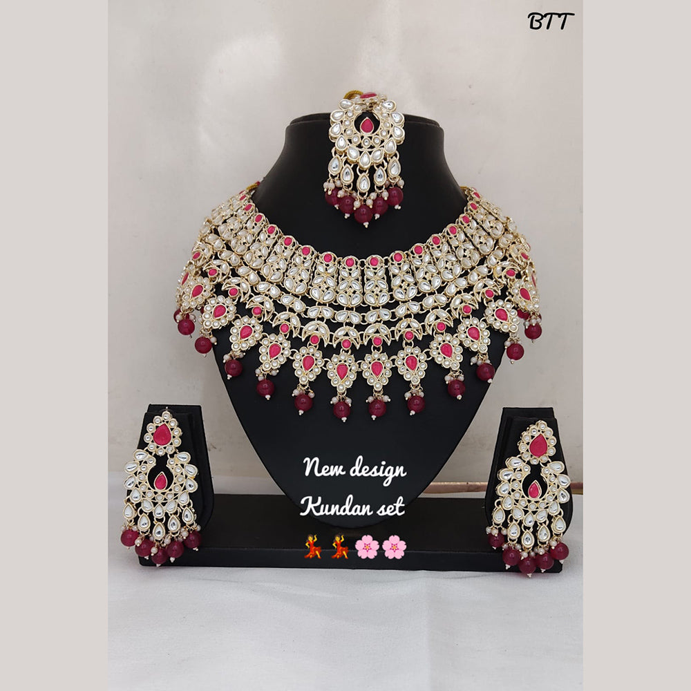 FS Collection Gold Plated Kundan Stone Necklace Set