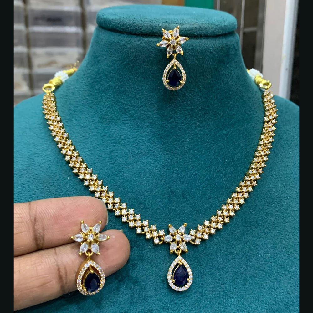 FS Collection Gold Plated AD Stone Necklace Set