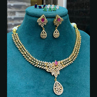 FS Collection Gold Plated AD Stone Necklace Set