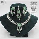 FS Collection Rodium Polish Reverse AD Stone Necklace Set