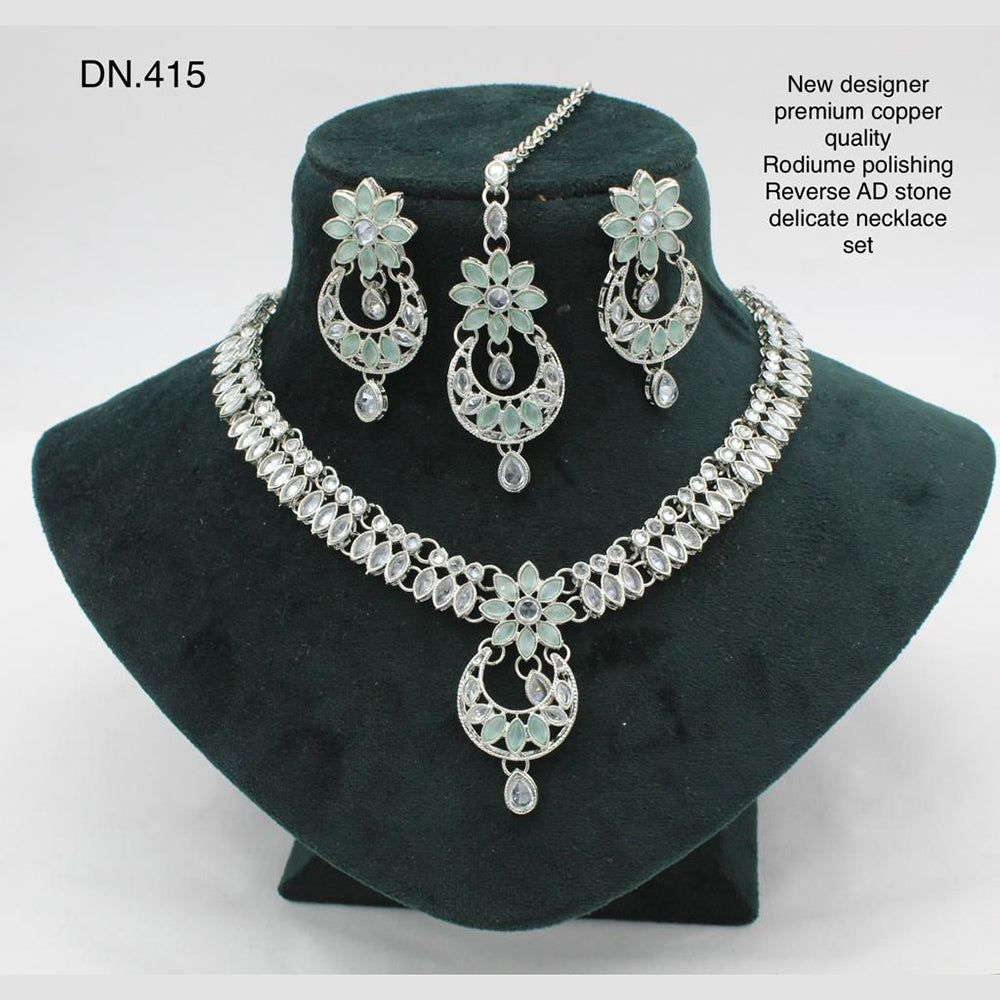 FS Collection Rodium Polish Reverse AD Stone Necklace Set