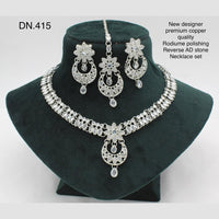 FS Collection Rodium Polish Reverse AD Stone Necklace Set