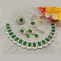 FS Collection Silver Plated AD Stone Combo Set