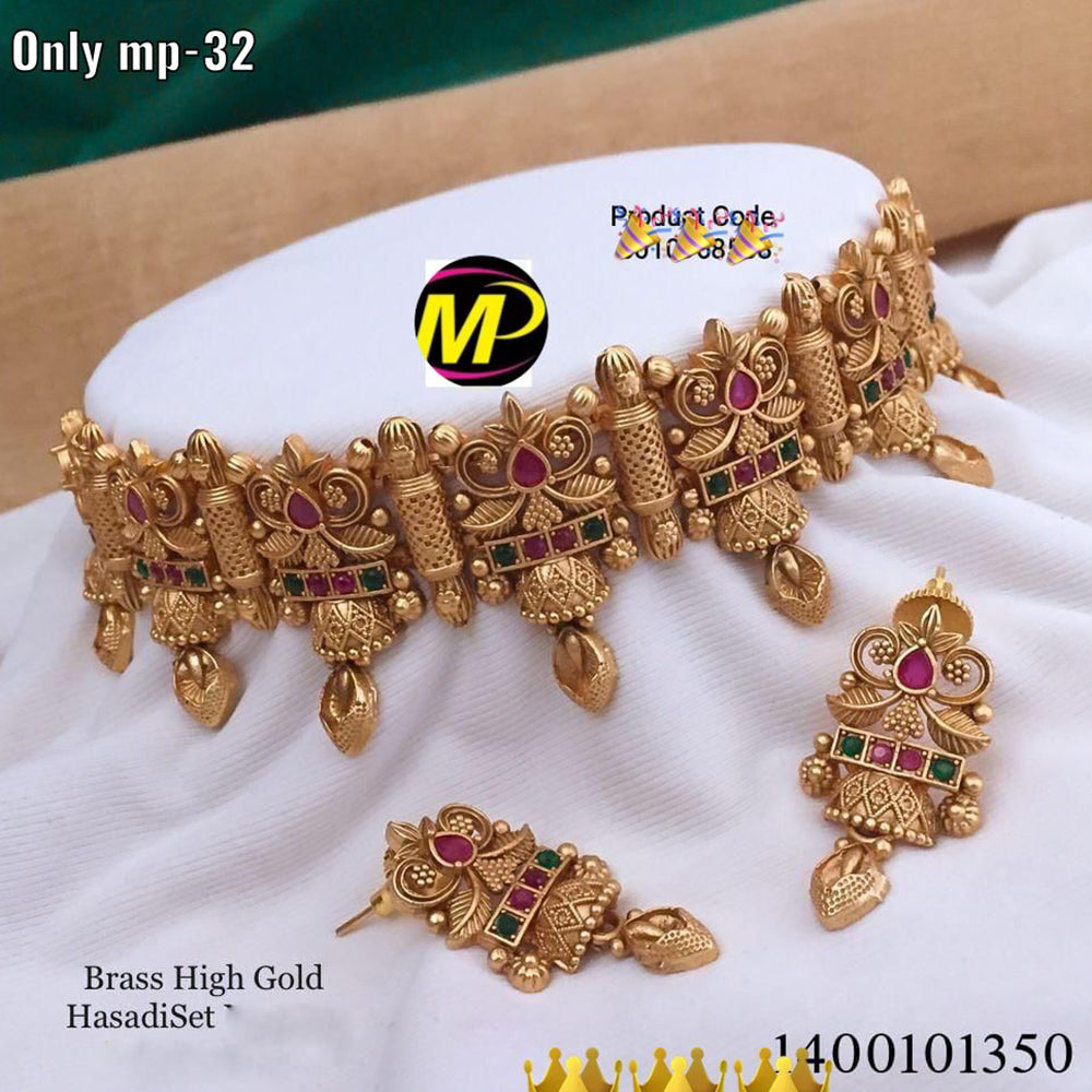 FS Collection Gold Plated Pota Stone Necklace Set