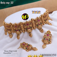 FS Collection Gold Plated Pota Stone Necklace Set