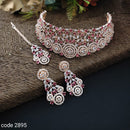 FS Collection Rose Gold Plated AD Stone Necklace Set