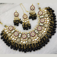 FS Collection Gold Plated Kundan Stone & Meenakari Necklace Set
