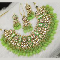 FS Collection Gold Plated Kundan Stone & Meenakari Necklace Set