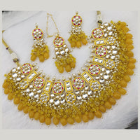 FS Collection Gold Plated Kundan Stone & Meenakari Necklace Set
