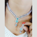 FS Collection Silver Plated AD Stone Necklace Set