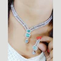 FS Collection Silver Plated AD Stone Necklace Set