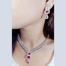 FS Collection Silver Plated AD Stone Necklace Set