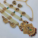 FS Collection Gold Plated Pearl Double Necklace Set