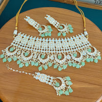 FS Collection Gold Plated Kundan Stone Necklace Set