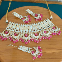 FS Collection Gold Plated Kundan Stone Necklace Set
