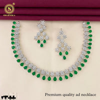 FS Collection Silver Plated AD Stone Necklace Set