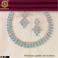 FS Collection Silver Plated AD Stone Necklace Set