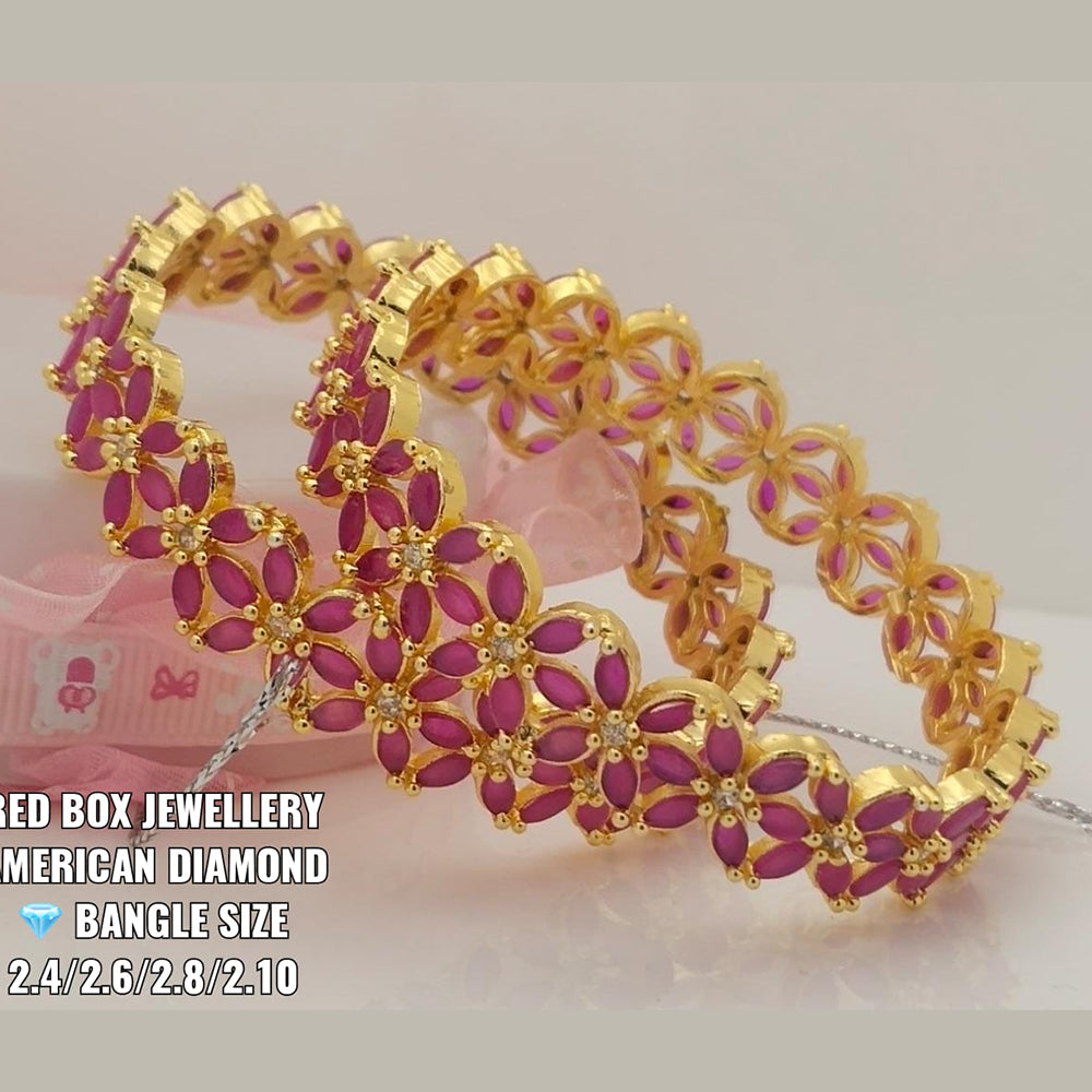 FS Collection Gold Plated AD Stone Bangle Set