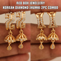 FS Collection Gold Plated AD Stone Earrings Combo