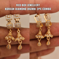 FS Collection Gold Plated AD Stone Earrings Combo
