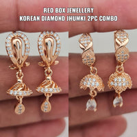 FS Collection Rose Gold Plated AD Stone Earrings Combo