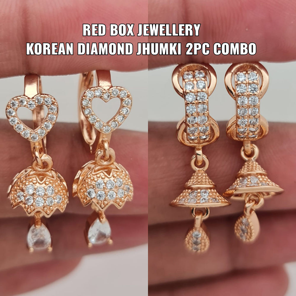 FS Collection Rose Gold Plated AD Stone Earrings Combo