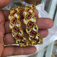 FS Collection Gold Plated Crystal  Stone Bangle Set