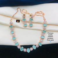 FS Collection Rose Gold Plated AD Stone Necklace Set