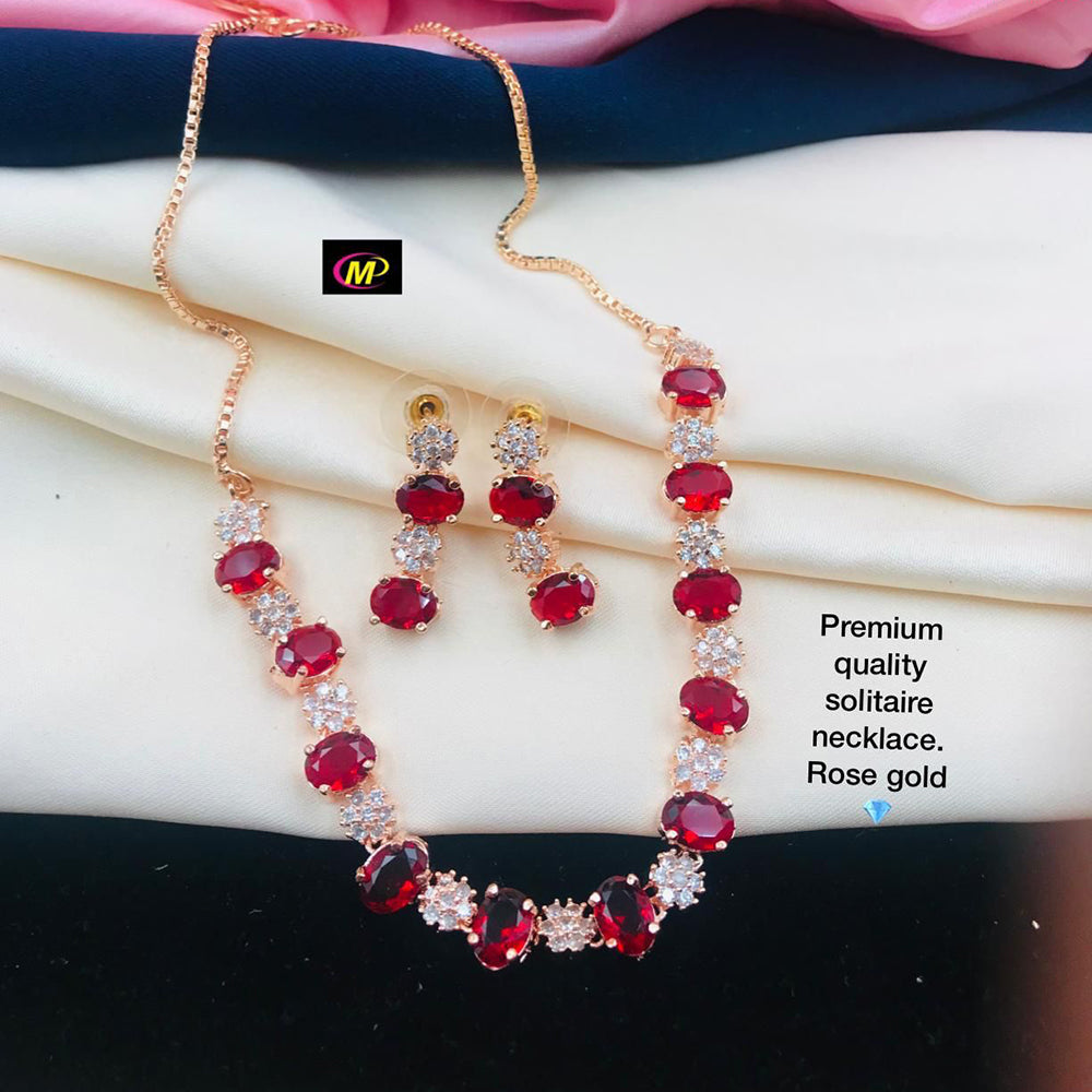 FS Collection Rose Gold Plated AD Stone Necklace Set