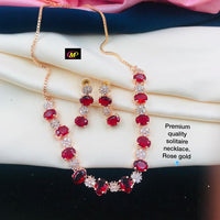 FS Collection Rose Gold Plated AD Stone Necklace Set