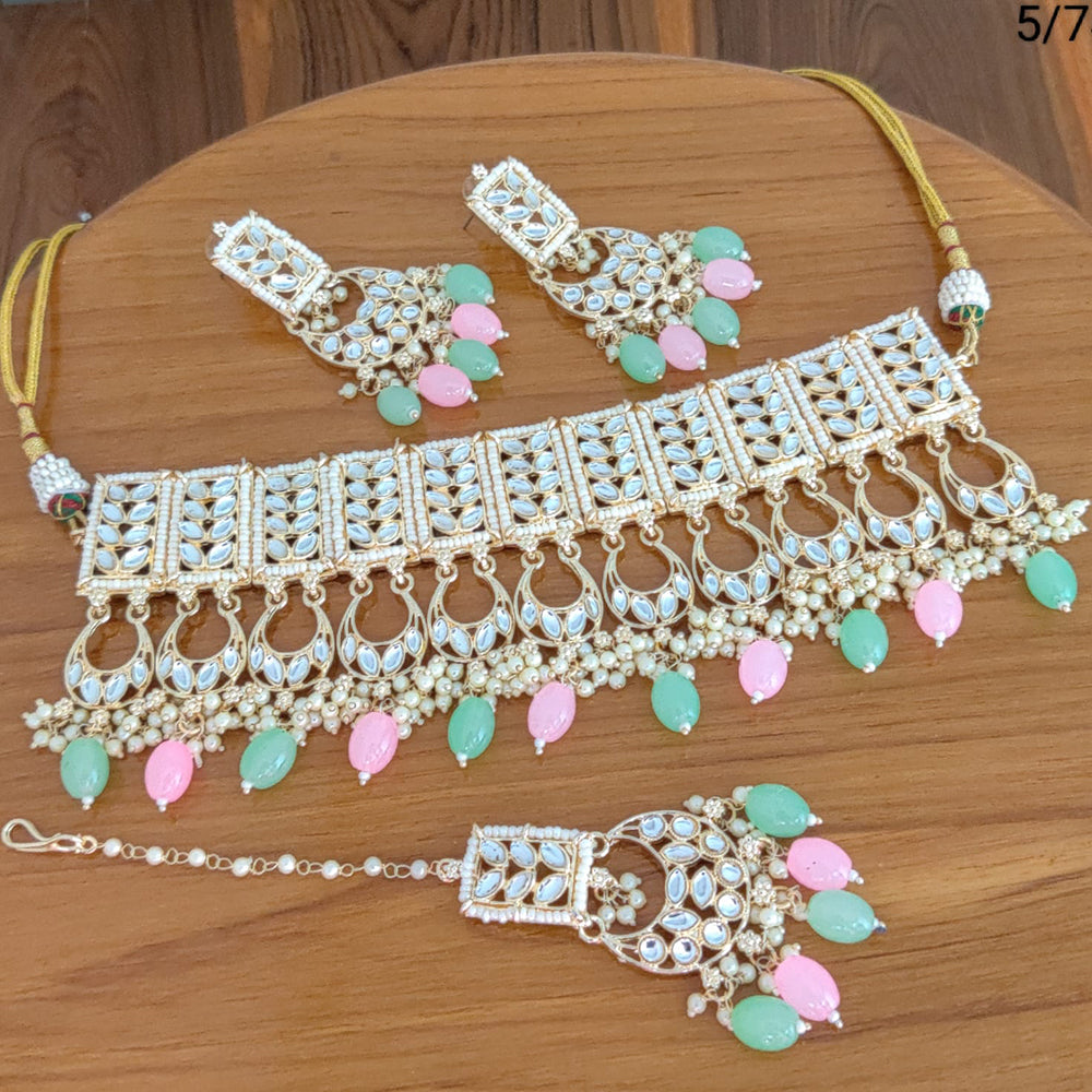 FS Collection  Gold Plated Kundan Stone Necklace Set