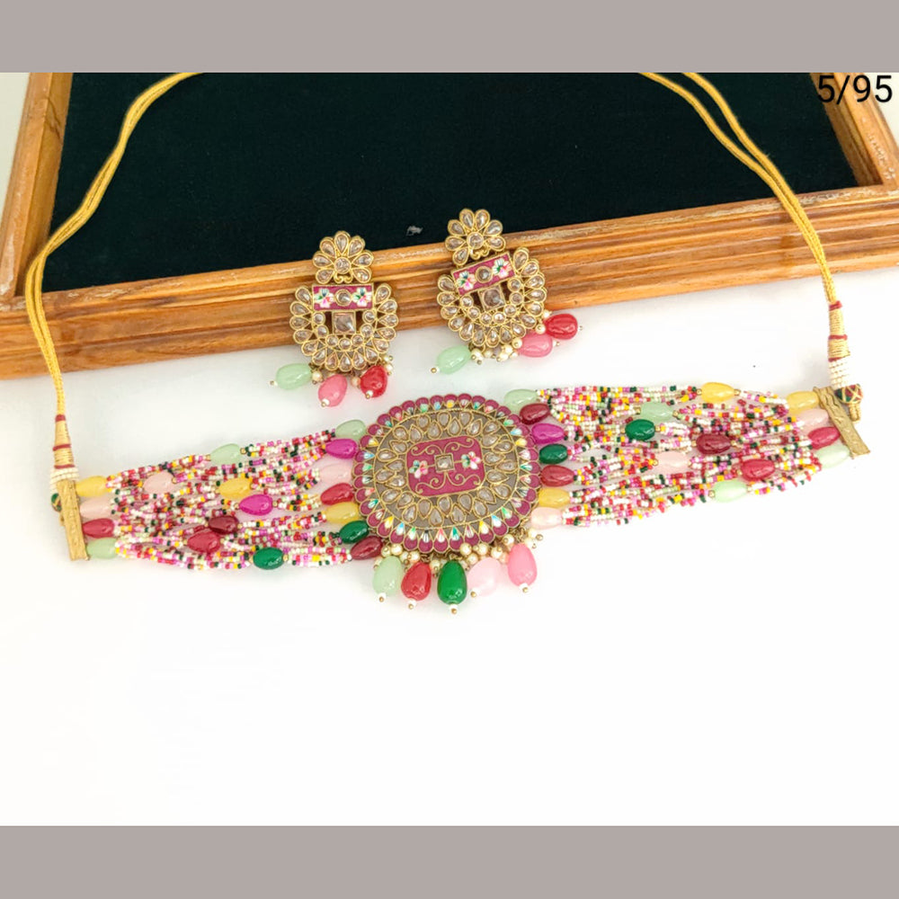 FS Collection  Gold Plated Crystal Stone Necklace Set