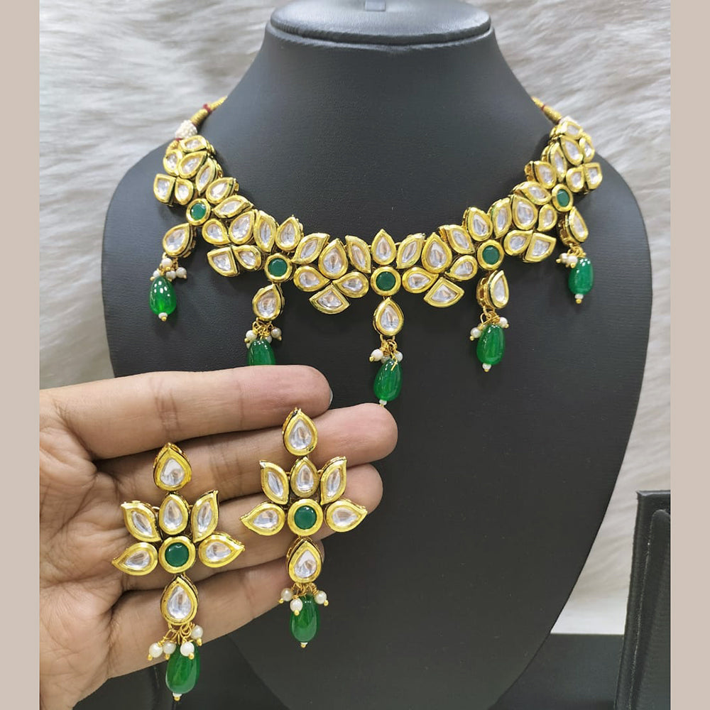 FS Collection Gold Plated Kundan Stone Necklace Set