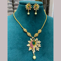 FS Collection Gold Plated AD Stone Long  Necklace Set