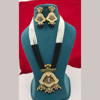 FS Collection Gold Plated Kundan Stone Long Necklace Set
