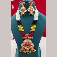 FS Collection Gold Plated Kundan Stone Long Necklace Set