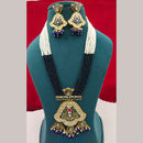 FS Collection Gold Plated Kundan Stone Long Necklace Set