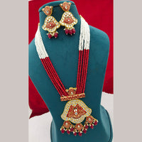 FS Collection Gold Plated Kundan Stone Long Necklace Set