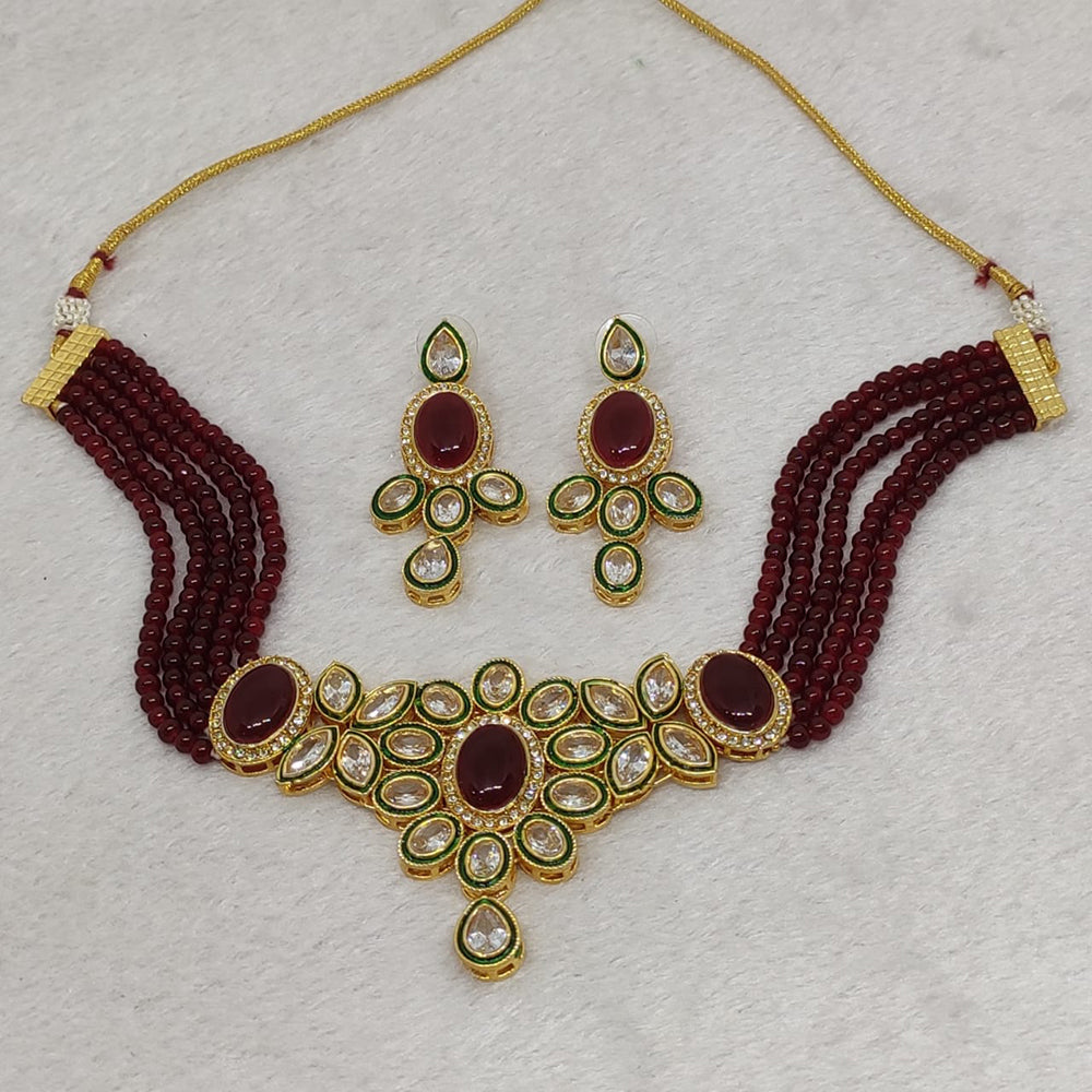 FS Collection Gold Plated Crystal Stone Necklace Set