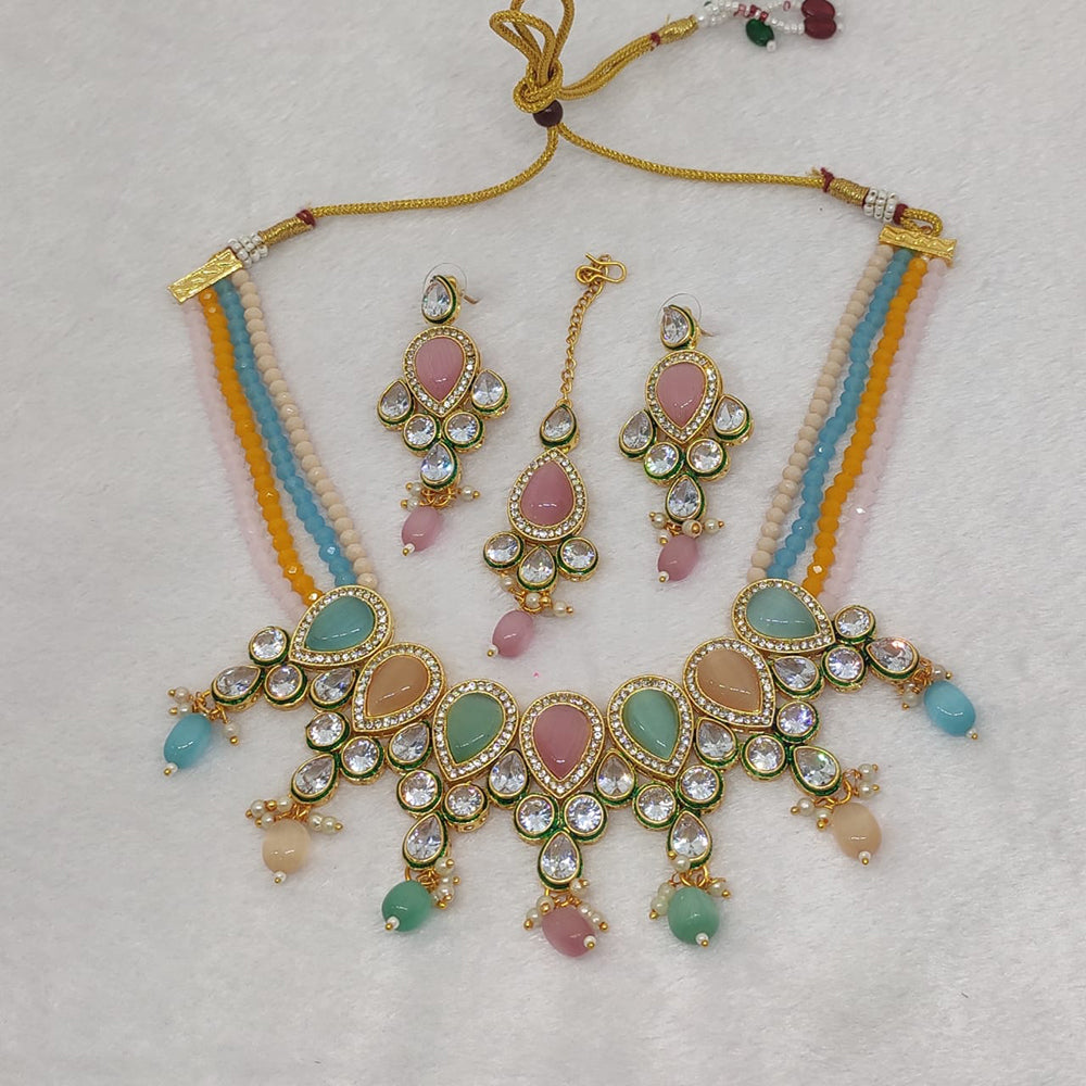 FS Collection Gold Plated Crystal Stone Necklace Set