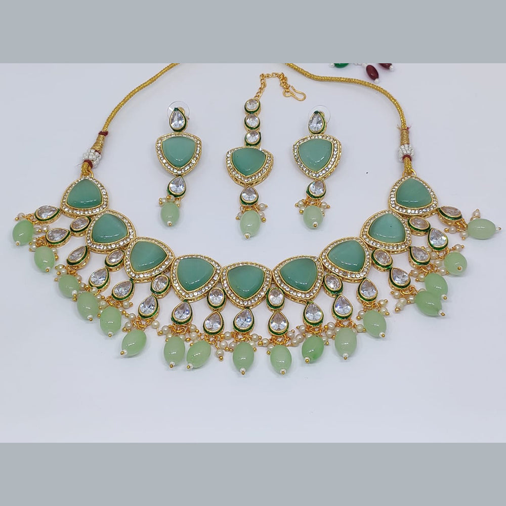 FS Collection Gold Plated Crystal Stone Necklace Set