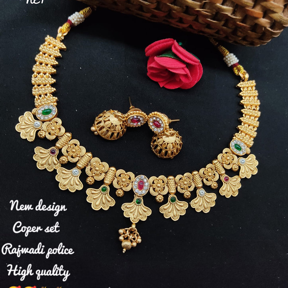 FS Collection Gold Plated AD Stone Necklace Set