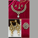 FS Collection Gold Plated Kundan Stone Combo Set