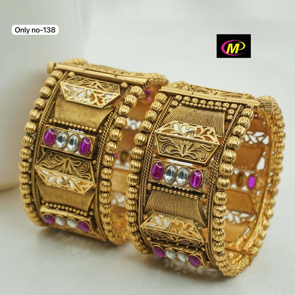 FS Collection Gold Plated Openable Bangles Set