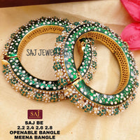 FS Collection Gold Plated Openable Meenakari Bangles Set