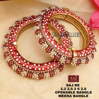 FS Collection Gold Plated Openable Meenakari Bangles Set