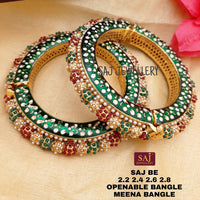 FS Collection Gold Plated Openable Meenakari Bangles Set