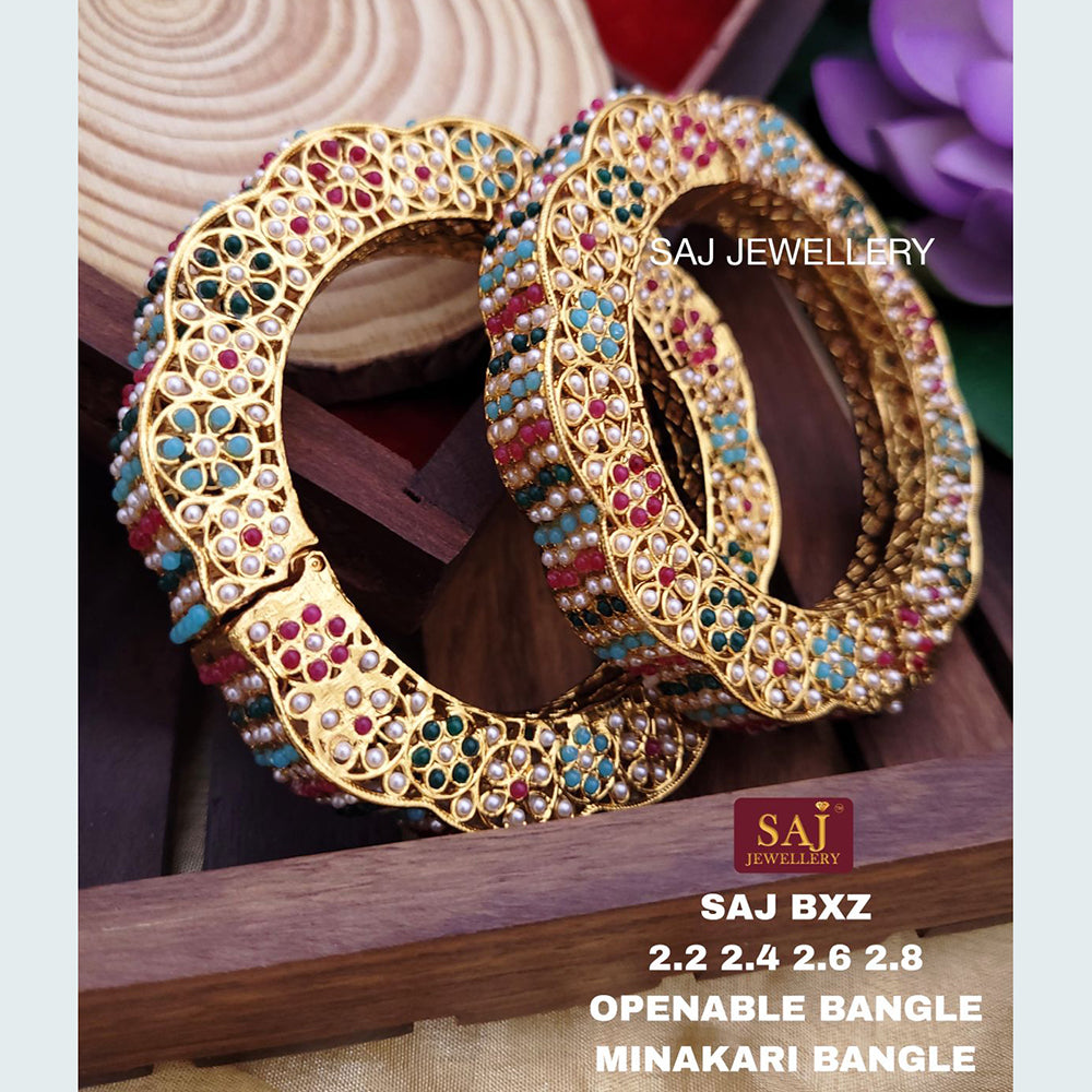 FS Collection Gold Plated Openable Bangles Set